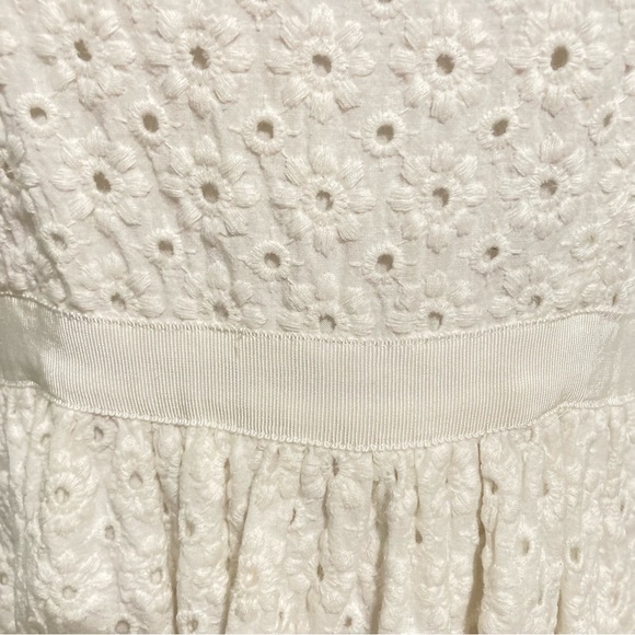 FOREVER 21 White Eyelet Floral Flowers Silhouette Mini Dress Medium - Picture 7 of 16